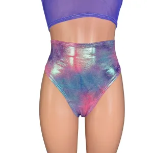 HIGH Thigh Hot Pants in Rainbow Mystique Spandex | High Waist Bikini