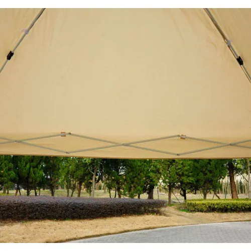 10x10 ft Easy Folding Pop Up Tent with Mesh Sidewalls - Tan