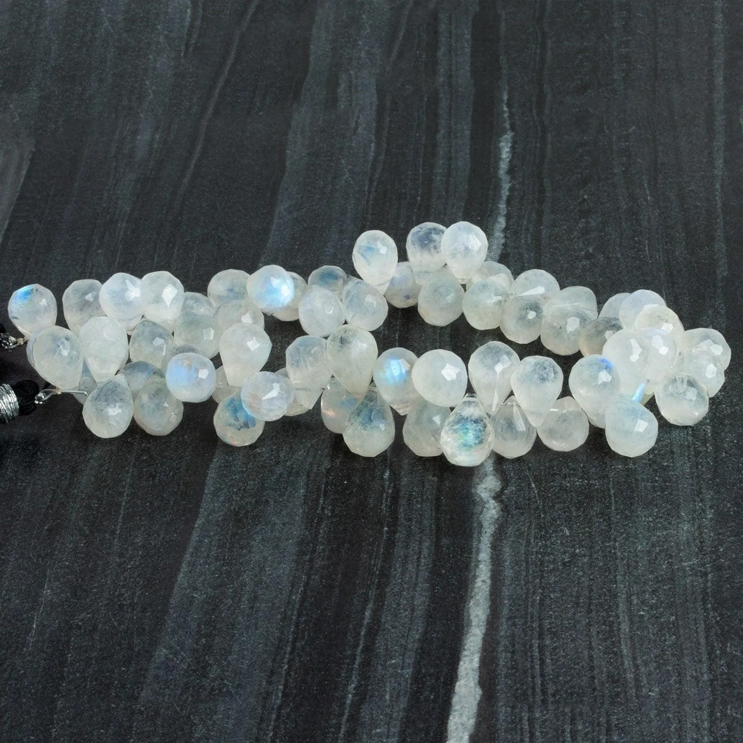 10x7mm Rainbow Moonstone Teardrops 9 inch 65 beads