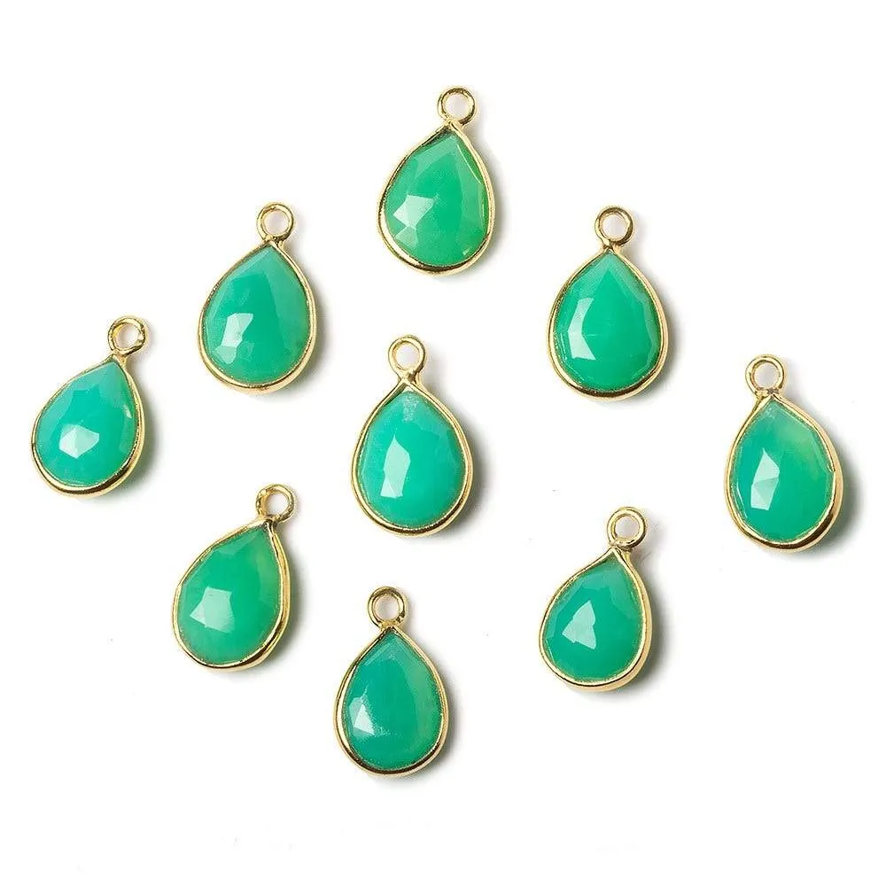 10x7mm Vermeil Bezel Mint Green Onyx faceted pear Petite Pendant 1 piece