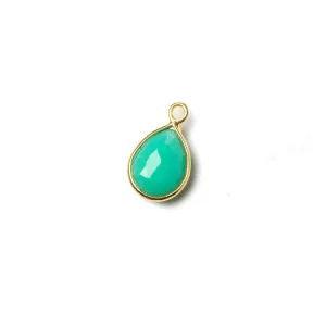 10x7mm Vermeil Bezel Mint Green Onyx faceted pear Petite Pendant 1 piece