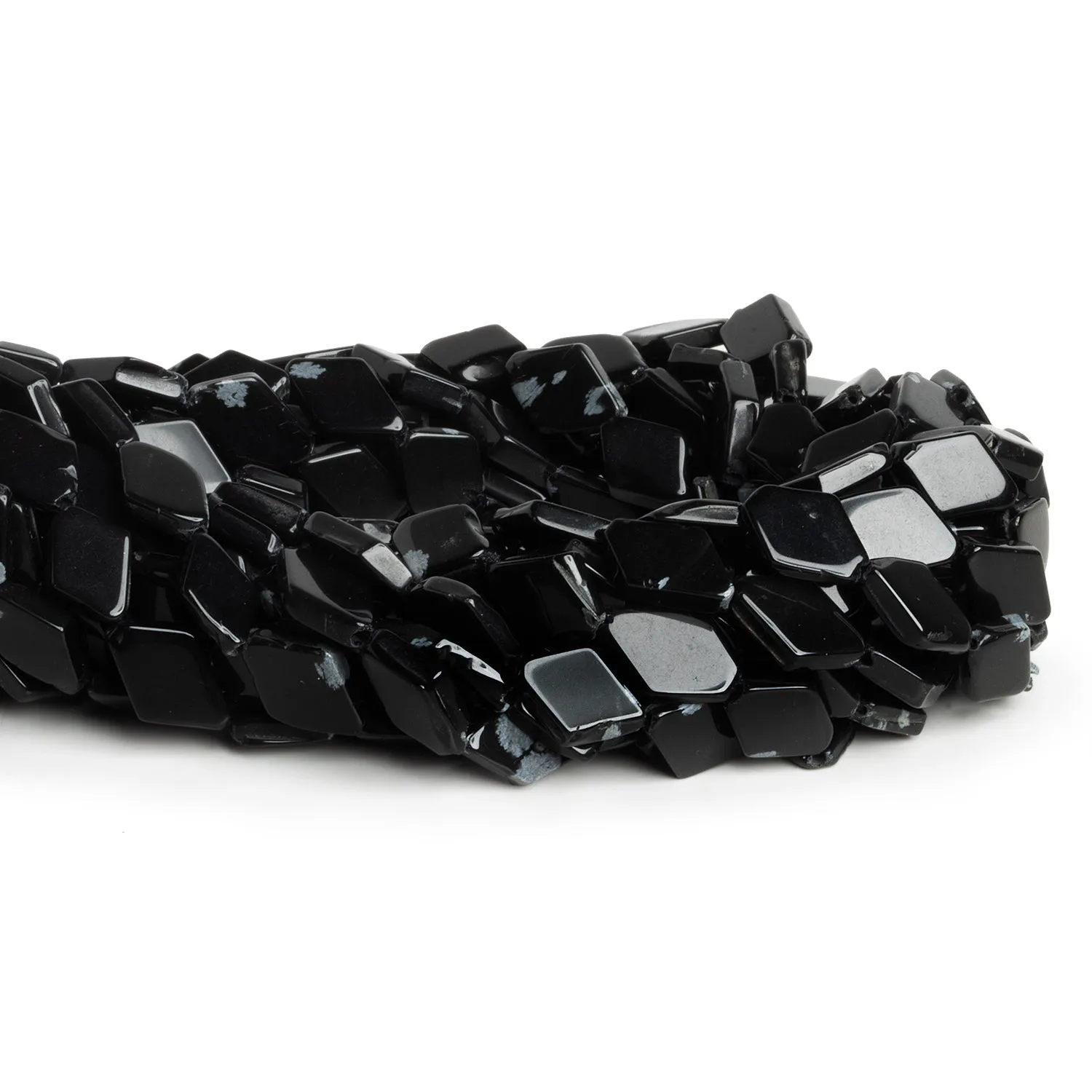 11x8mm Snowflake Obsidian Plain Kites 14 inch 28 beads