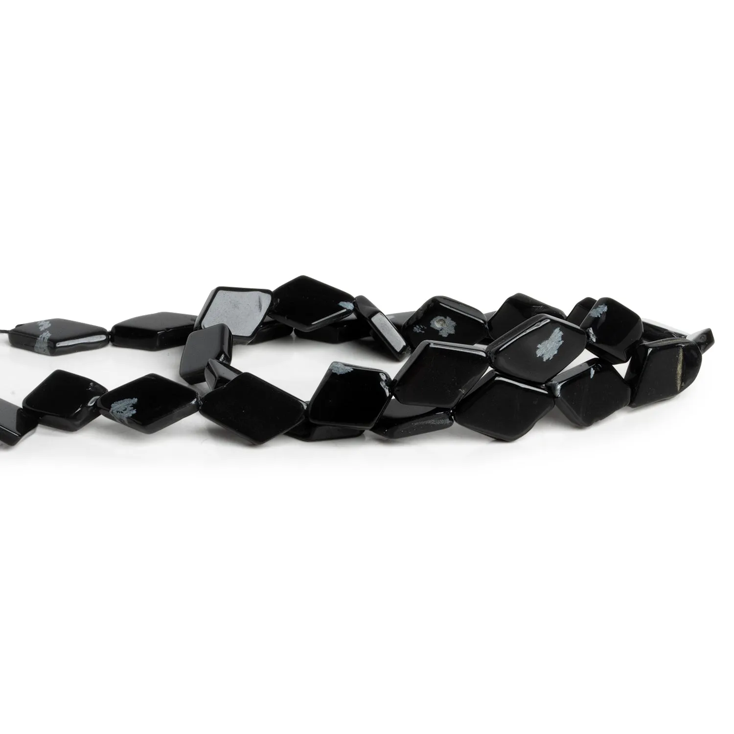 11x8mm Snowflake Obsidian Plain Kites 14 inch 28 beads