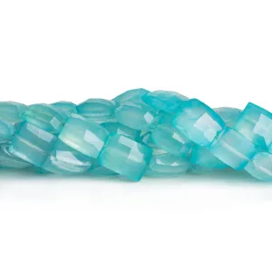 11x9mm Blue Chalcedony Faceted Rectangles 8 inch 19 beads