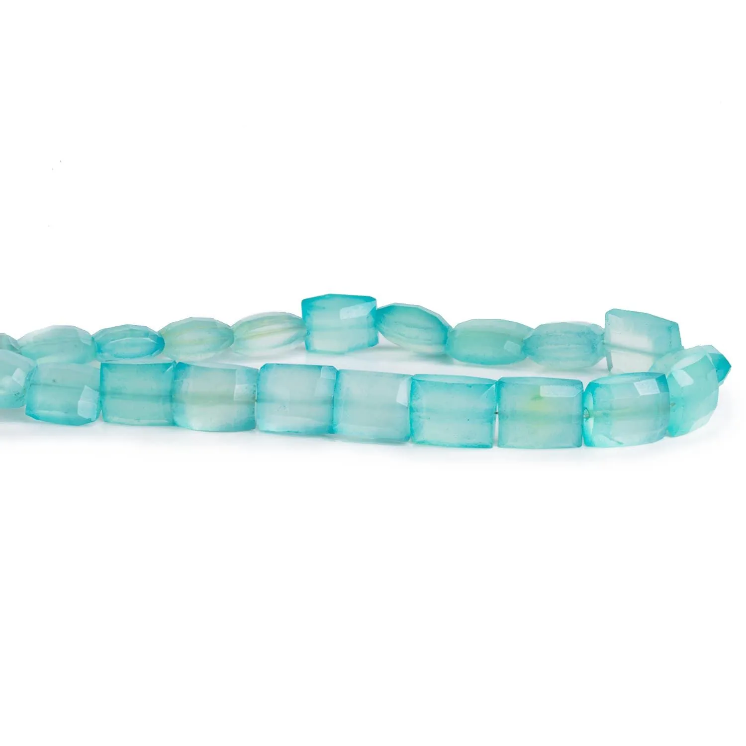 11x9mm Blue Chalcedony Faceted Rectangles 8 inch 19 beads