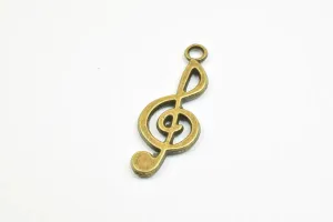 12 PCs Musical Note Charm Pendant Bead Antique Green Size 26.5x10mm Decorative Design Metal Beads 2mm Jump Ring for Jewelry Making