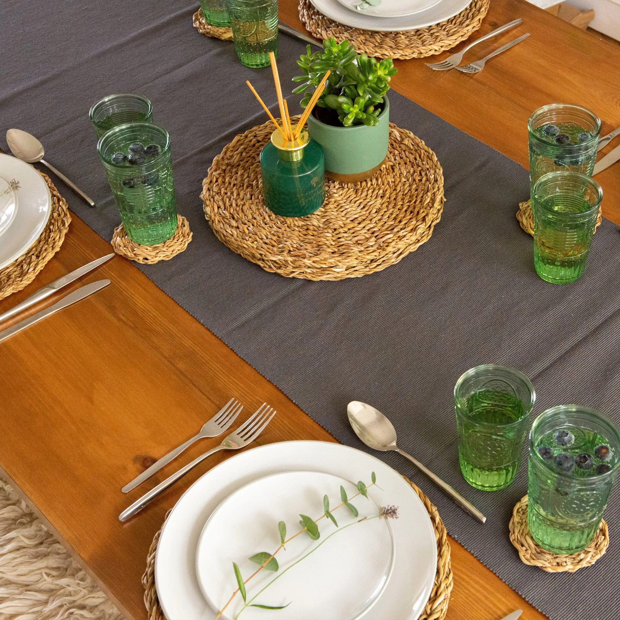 12pc Woven Seagrass Placemats & Coasters Set - By Argon Tableware