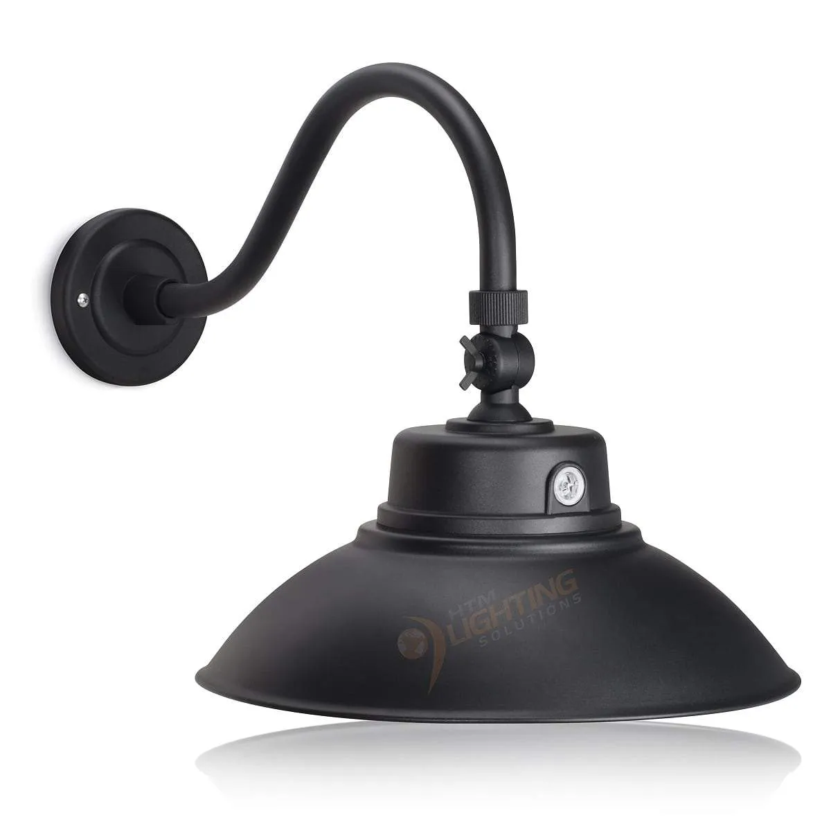 14in Integrated LED Gooseneck Barn Light Fixture With Adjustable Swivel Head - Photocell - Black - Renewed