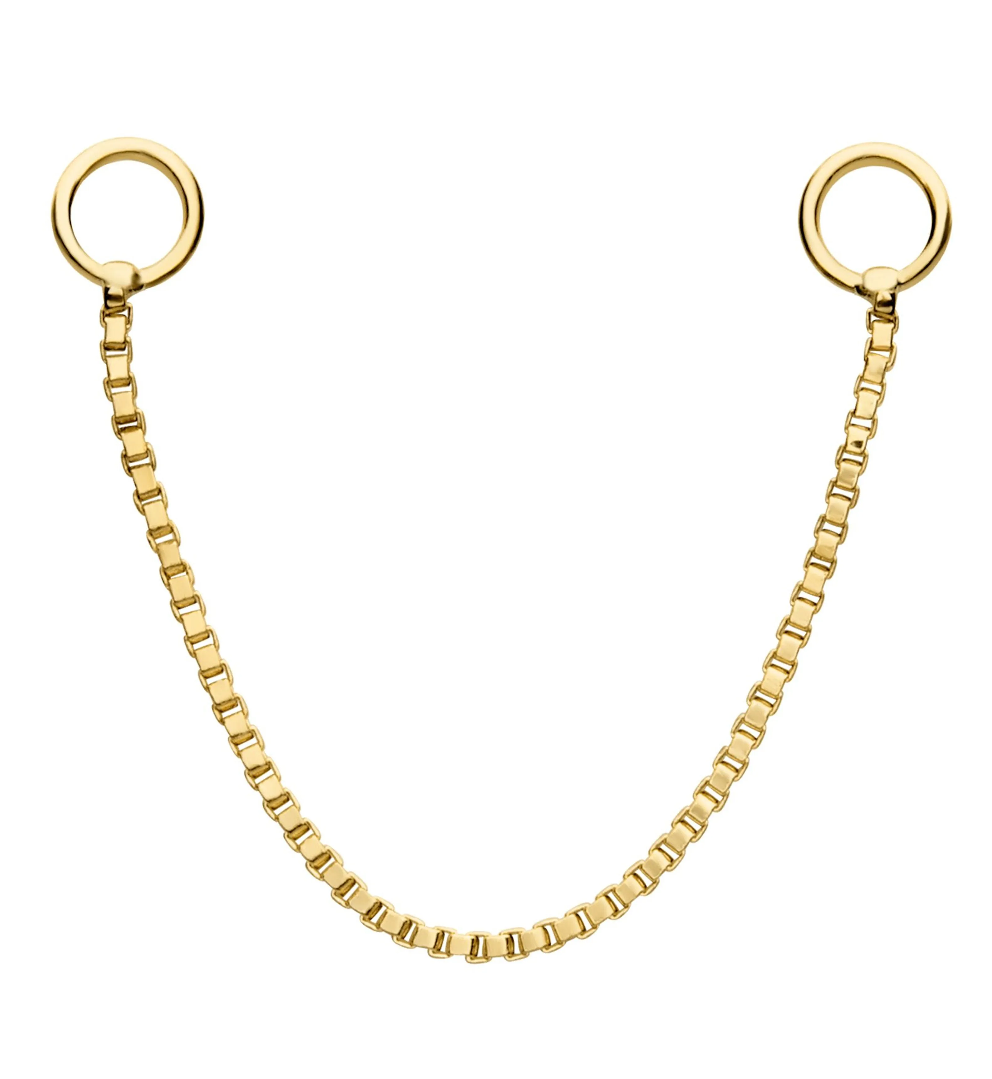 14kt Gold Box Nose & Cartilage Piercing Chain