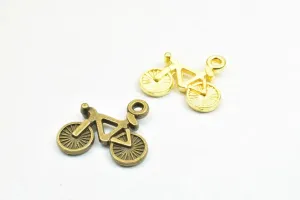 16 PCs Bicycle Charm Pendants Antique Green/Gold Beads Base Metal Alloy Pendant Size 15x16mm Jump Ring Size 1mm For Jewelry Making