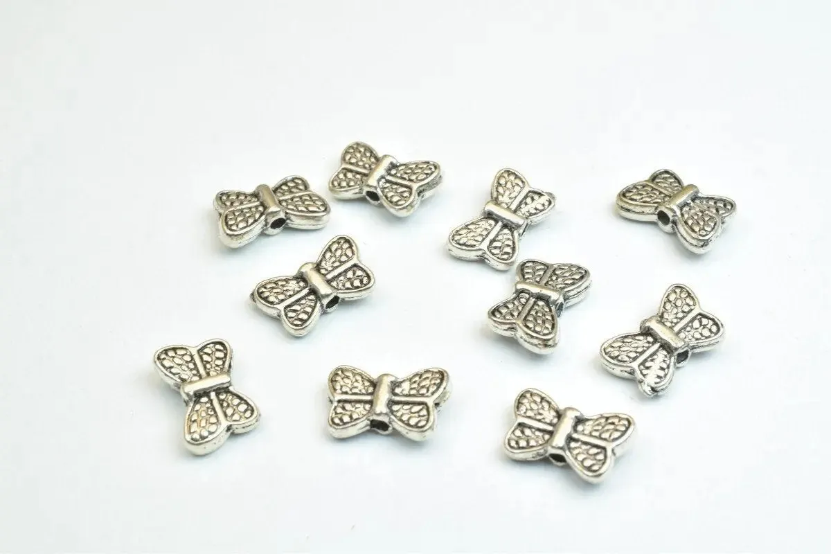 20 PCs Butterfly Antique Silver Alloy Connector Charm Beads Size 7x11mm Decorative Design Beads 0.8mm JumpRing Size for Jewelry Making