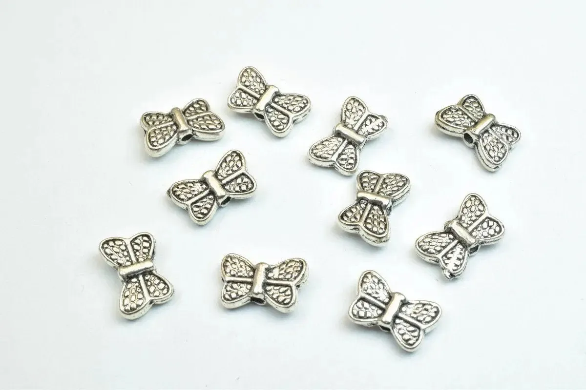 20 PCs Butterfly Antique Silver Alloy Connector Charm Beads Size 7x11mm Decorative Design Beads 0.8mm JumpRing Size for Jewelry Making