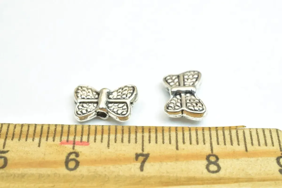 20 PCs Butterfly Antique Silver Alloy Connector Charm Beads Size 7x11mm Decorative Design Beads 0.8mm JumpRing Size for Jewelry Making