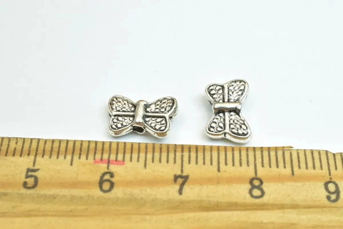 20 PCs Butterfly Antique Silver Alloy Connector Charm Beads Size 7x11mm Decorative Design Beads 0.8mm JumpRing Size for Jewelry Making