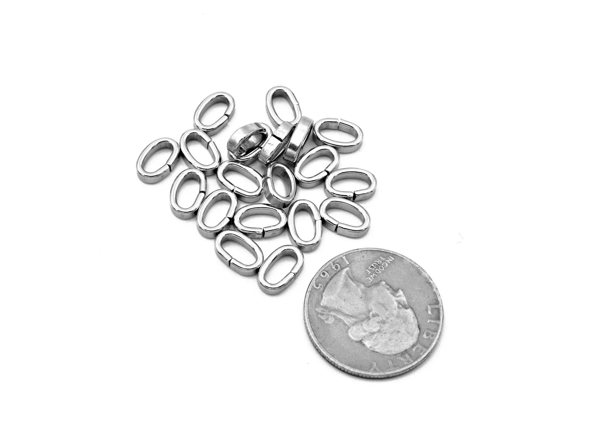 20 PCs Stainless Steel Oval Roundel Jump Ring Plain Spacer Beads Size 10x6mm Jewelry Findings Supply For Jewelry Making and Wholesale