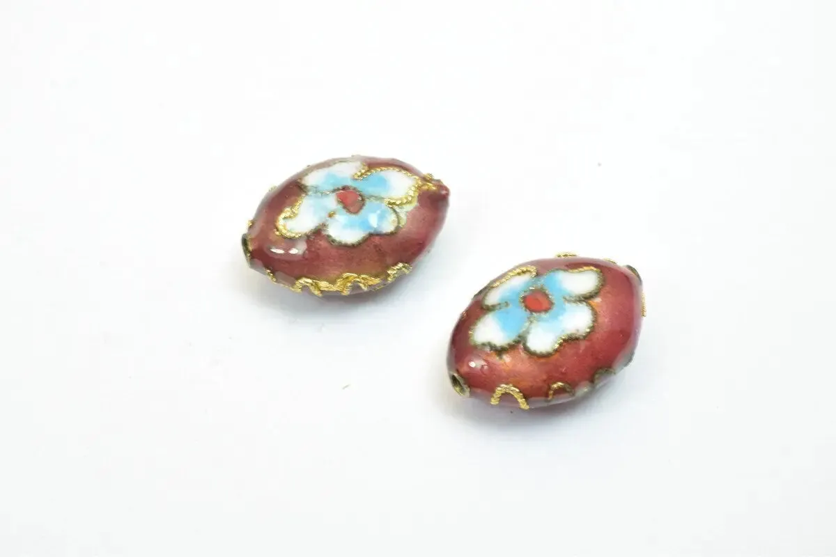 3 PCs Cloisonne Spacer Pendant Beads Enamel Design Charm For Jewelry Making