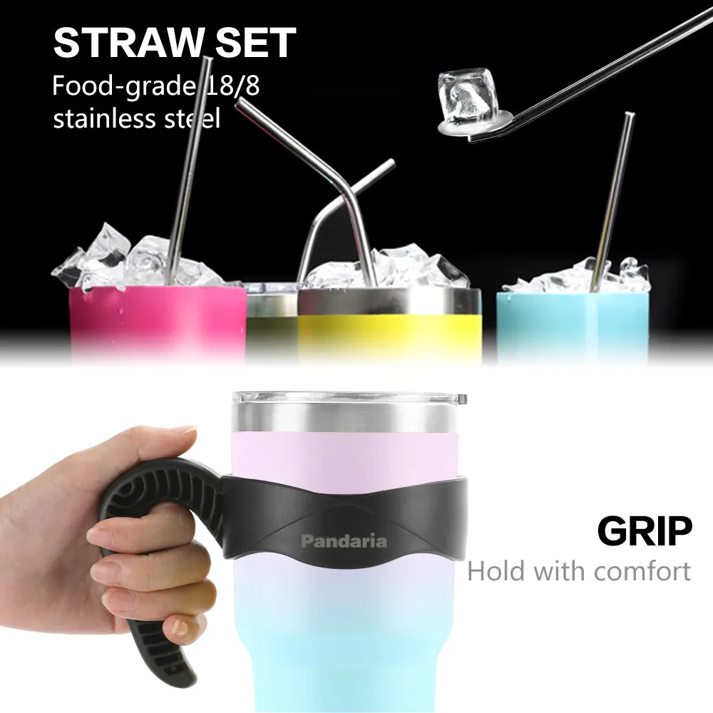 30oz Vacuum Insulated Tumbler Set with Straws Lids&Handle, Twilight