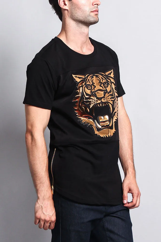 3D Metallic Embossed Tiger T-Shirt