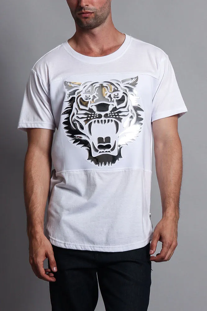 3D Metallic Embossed Tiger T-Shirt