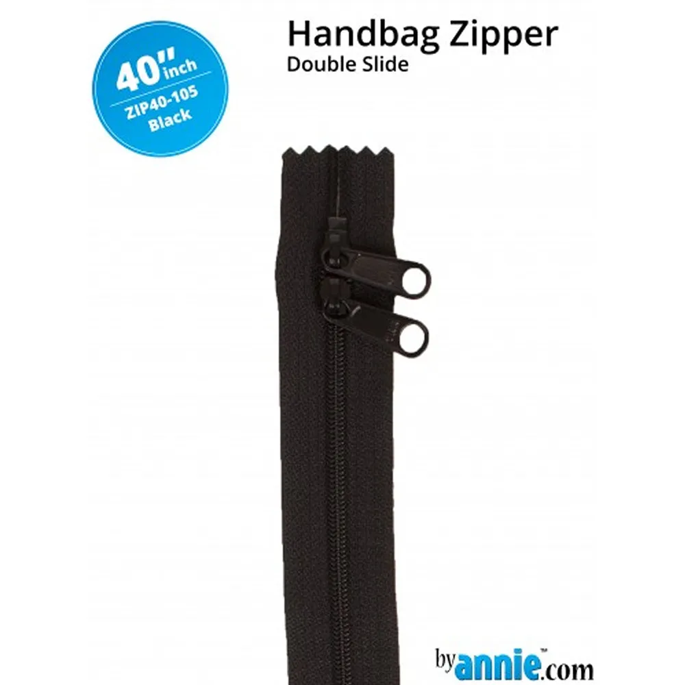 40" wide Handbag Zipper - Black