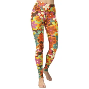 70s Flower Pattern Yoga Leggings