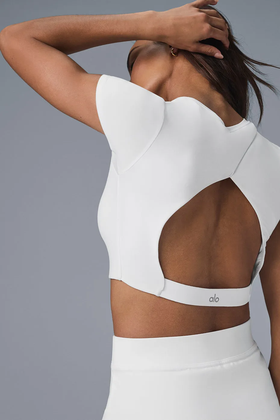 Alosoft Cropped Backspin Short Sleeve - White