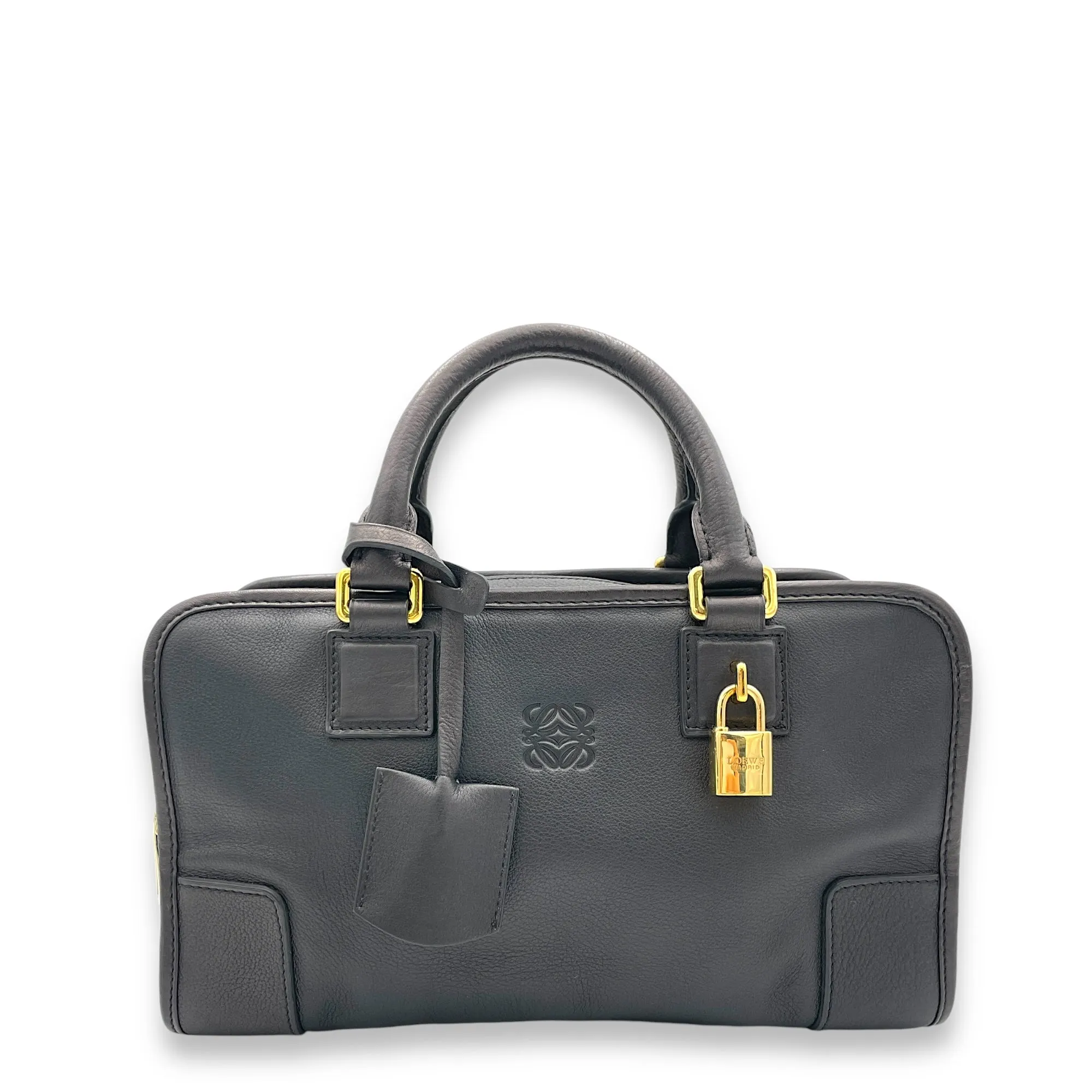 Amazona Top Handle Bag 28 Black in Calfskin, Gold hardware