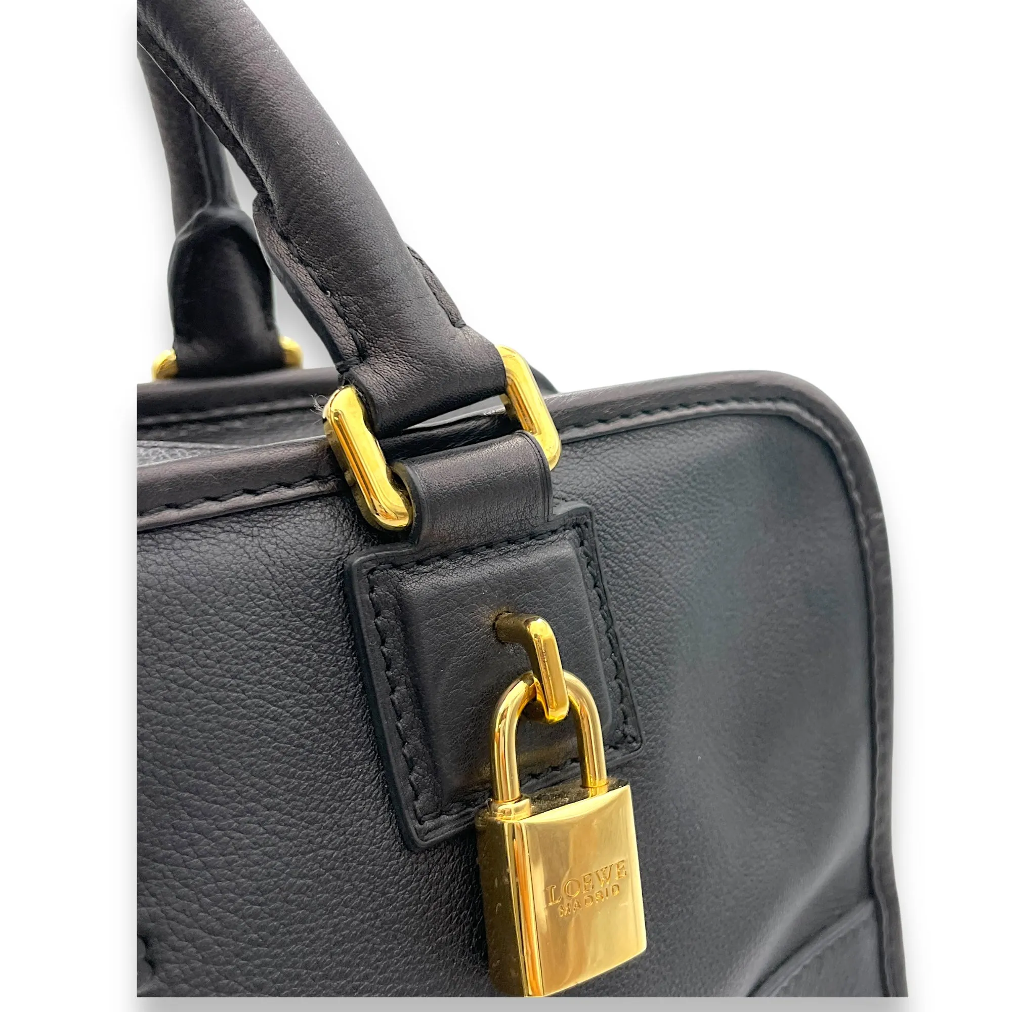 Amazona Top Handle Bag 28 Black in Calfskin, Gold hardware