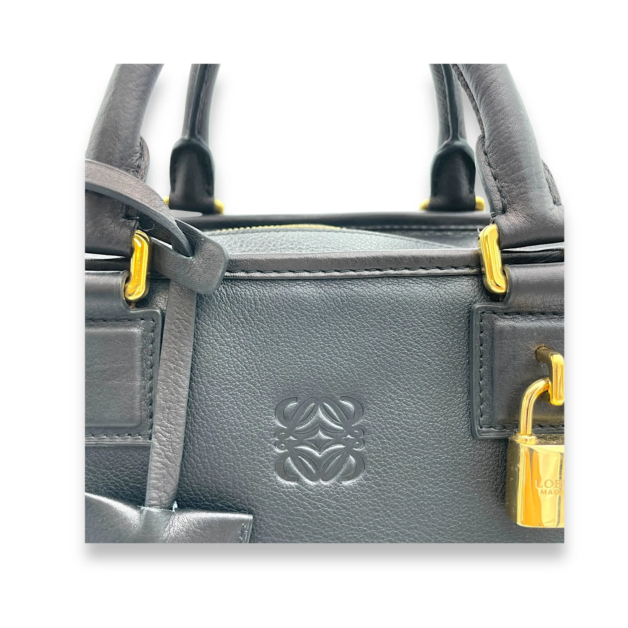 Amazona Top Handle Bag 28 Black in Calfskin, Gold hardware