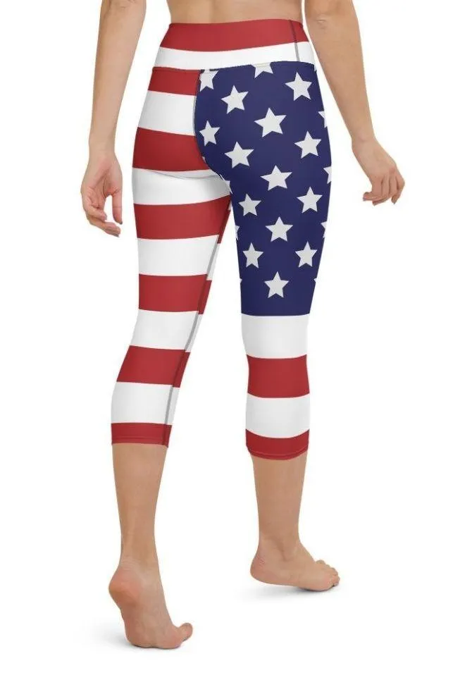 American Flag Yoga Capris