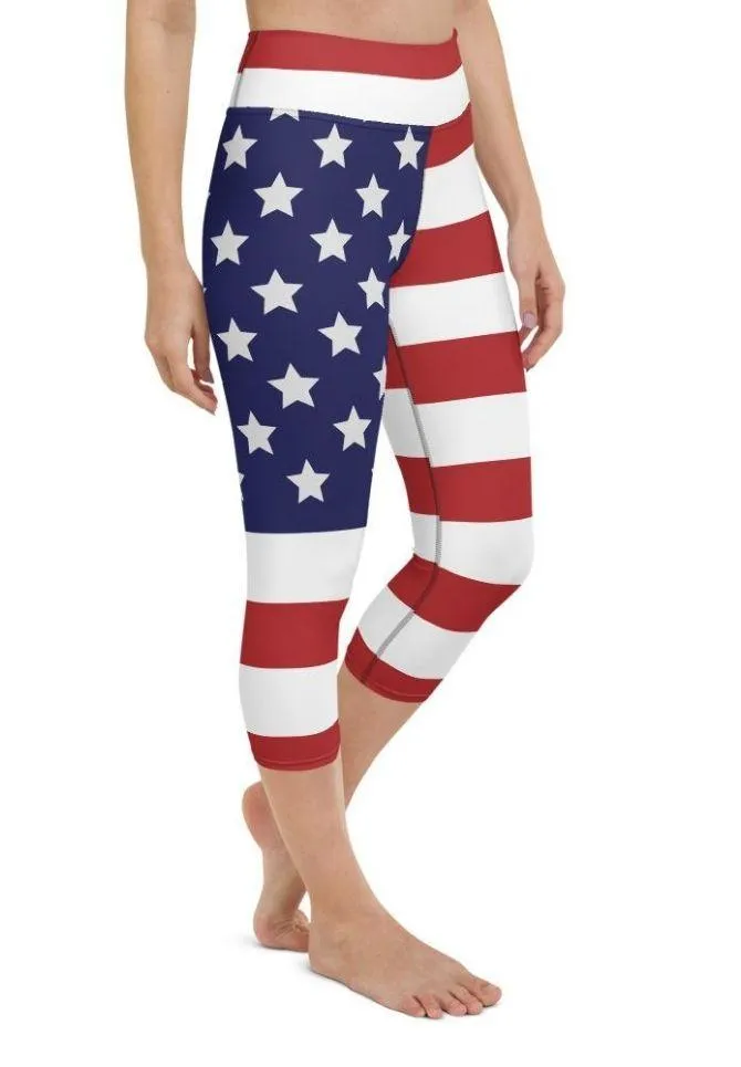 American Flag Yoga Capris