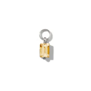 Baguette Charm, Citrine, Silver