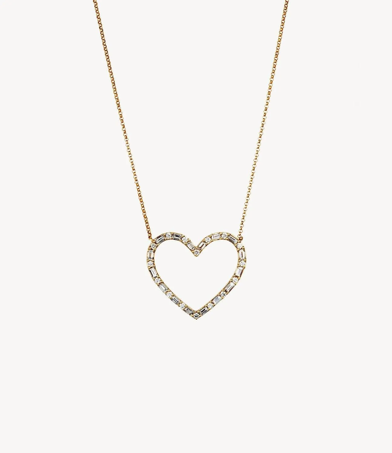 Baguette Diamond Heart Necklace