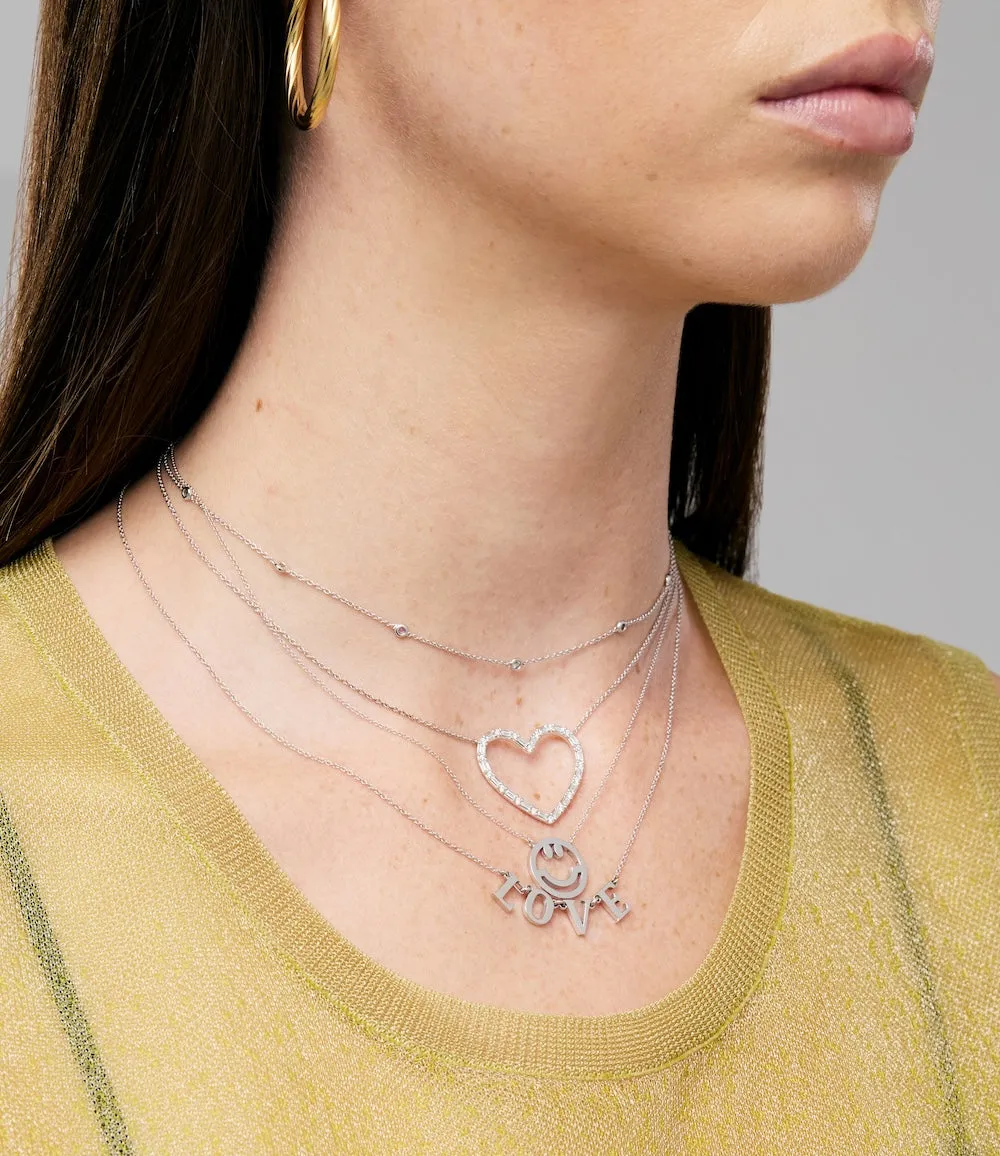 Baguette Diamond Heart Necklace