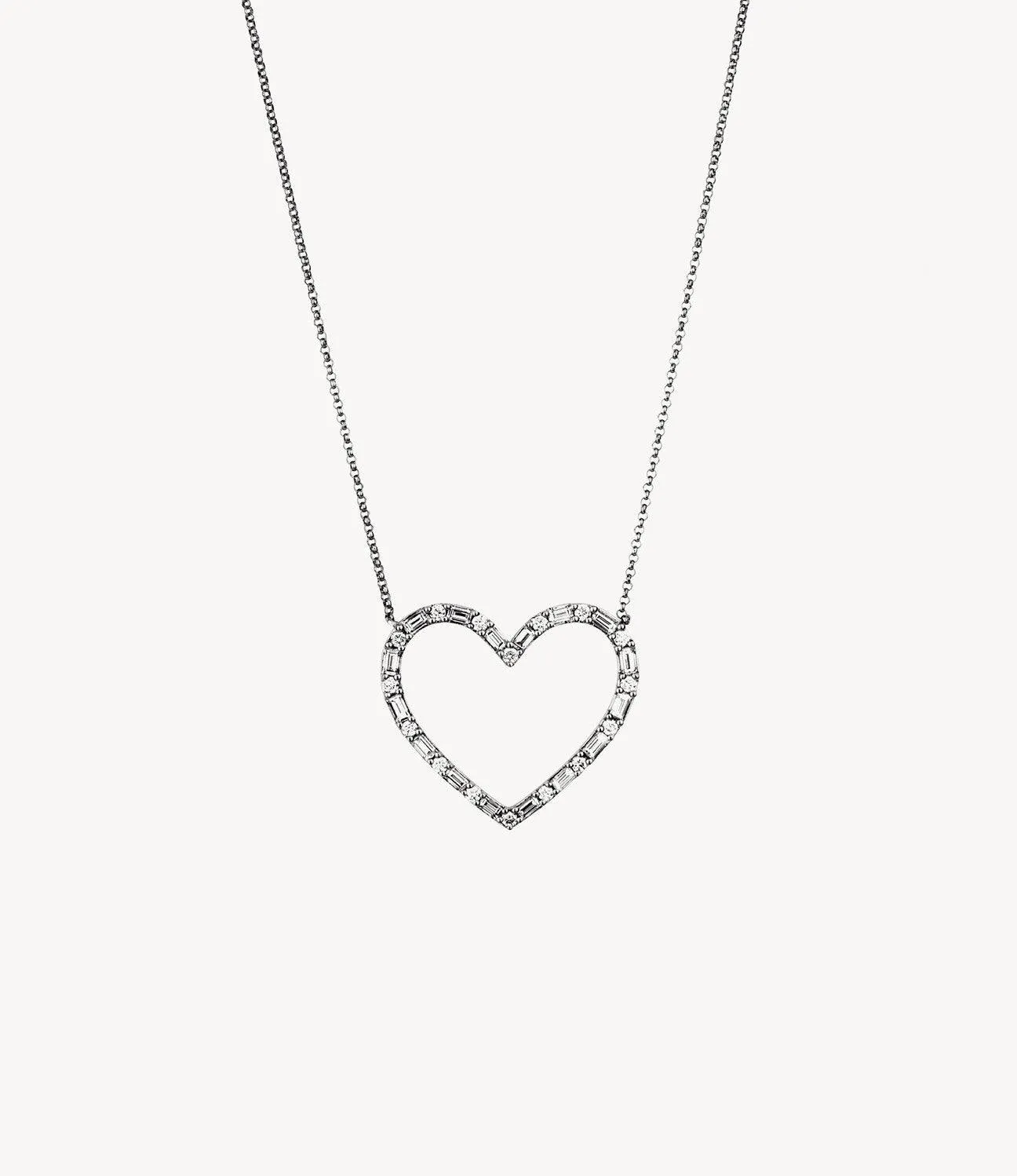 Baguette Diamond Heart Necklace