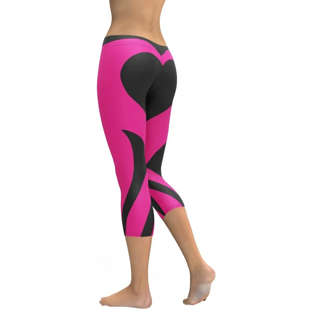 Black & Pink Heart Shaped Capris