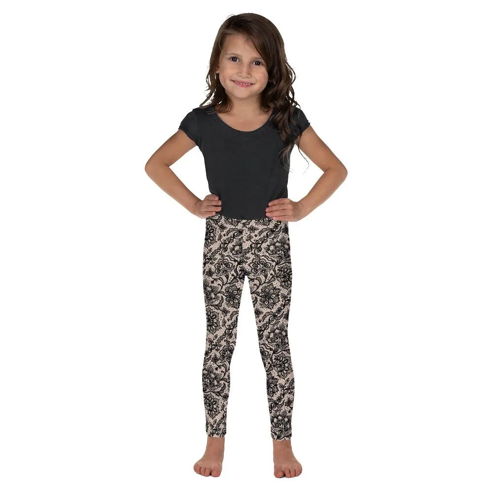 Black Faux Lace Kid's Leggings