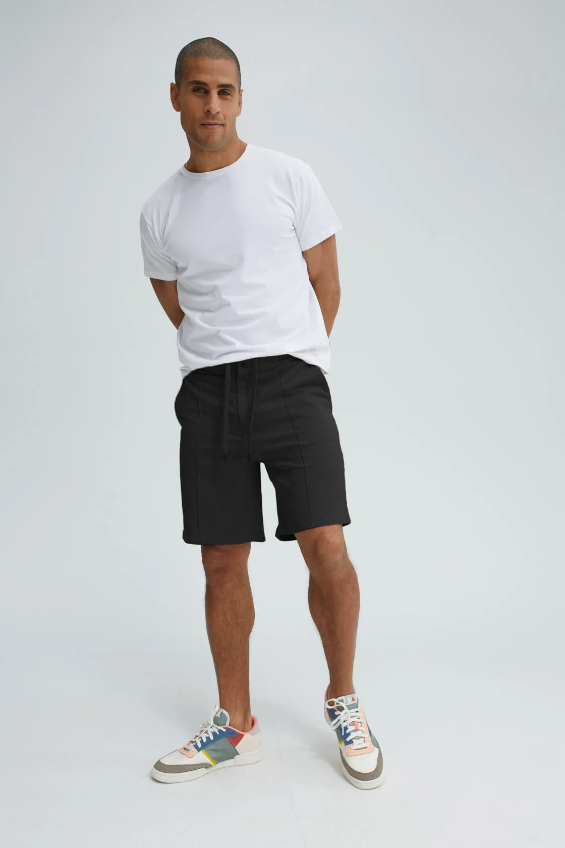 Black Fleece Knit Shorts