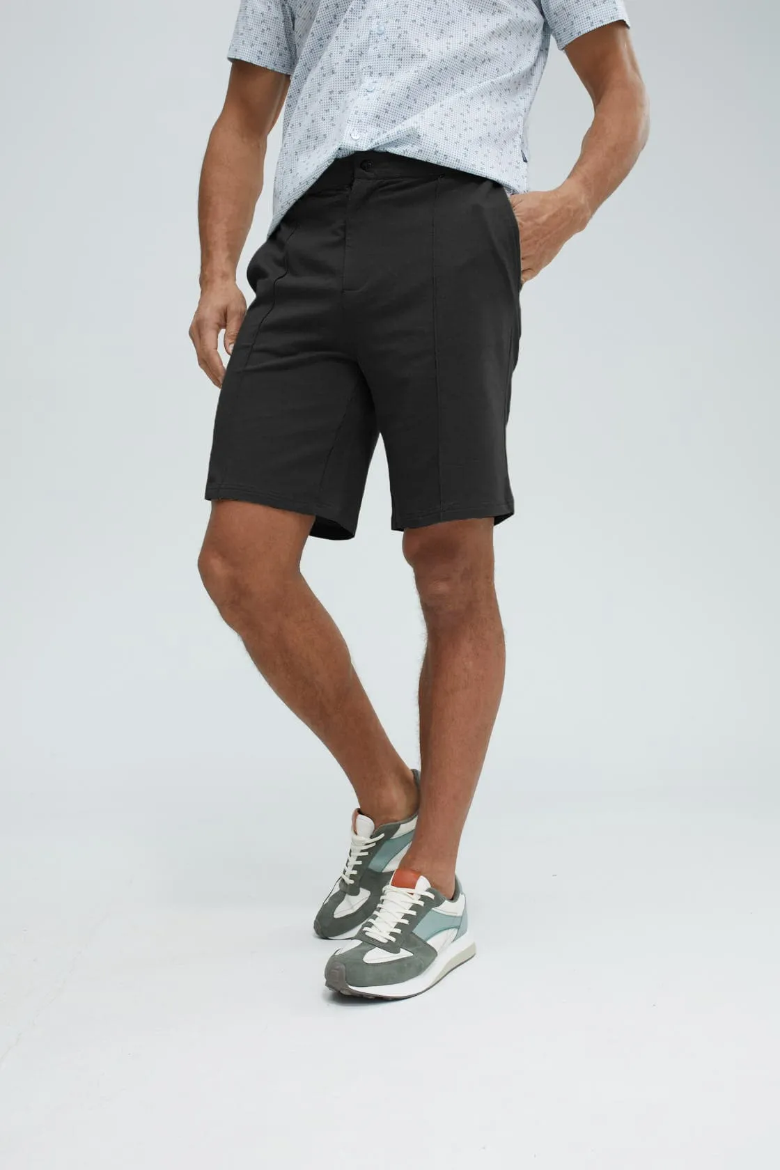 Black Fleece Knit Shorts