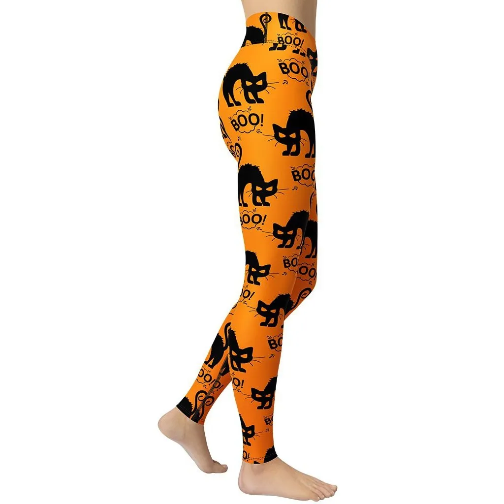 Black Kitty Halloween Yoga Leggings