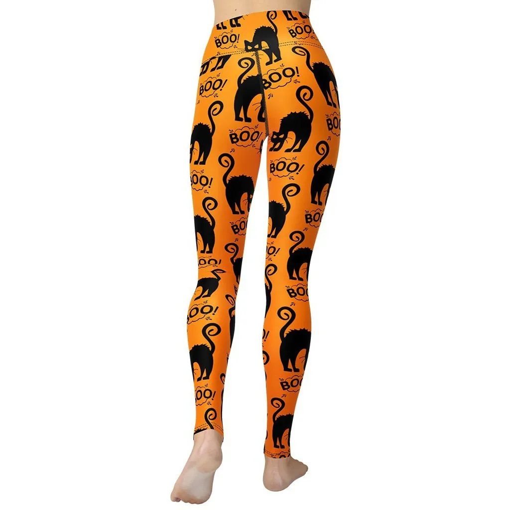 Black Kitty Halloween Yoga Leggings