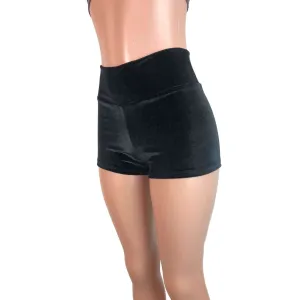 Black Velvet Booty Shorts - High-Waisted