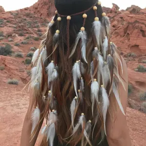 Boho Elegance Unleashed: Embrace Festival Vibes with our Bohemian Feather Hairband