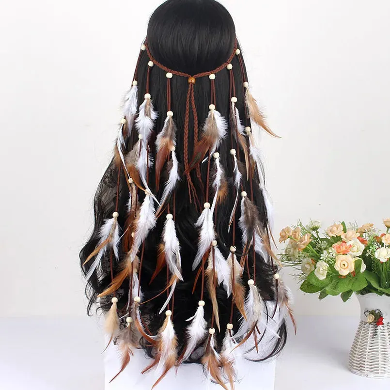 Boho Elegance Unleashed: Embrace Festival Vibes with our Bohemian Feather Hairband