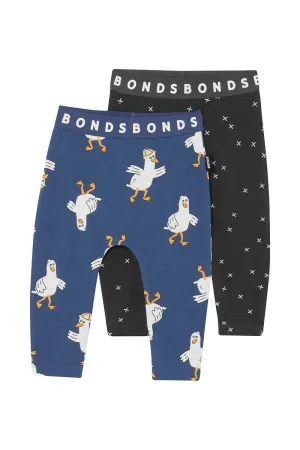 Bonds Roomies 2 Pack Legging - Guss The Seagull Navy/Black Star