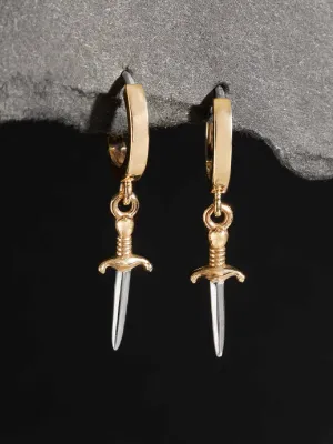 Bronze Dagger Huggie Hoops