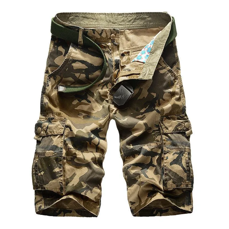 Cotton camouflage tooling shorts male more relaxed pocket pants