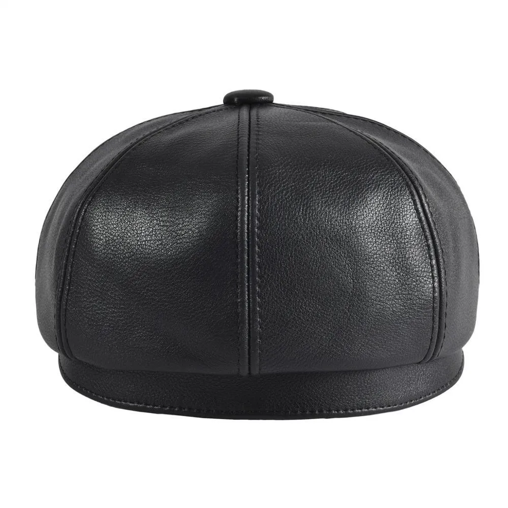 Cowskin Leather Newsboy Cap