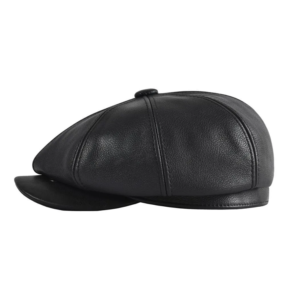 Cowskin Leather Newsboy Cap