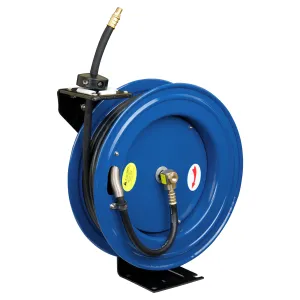 Cyclone Pneumatic 1/2” x 50’ 300 PSI Retractable Air Hose Reel w/ Rubber Hose